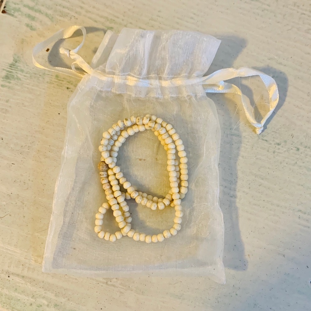 Bone bead beaded bracelet